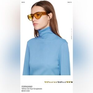 Ferragamo yellow cat eye aviator chunky glasses